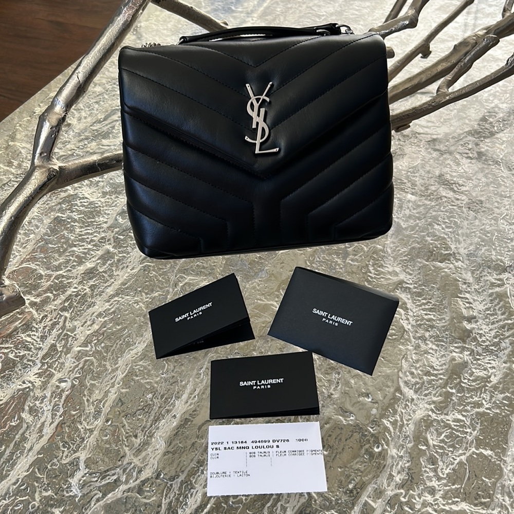NWT YSL Loulou Small Matelasse Calfskin Flap Bag w/ Metal Straps - Picture 13 of 14
